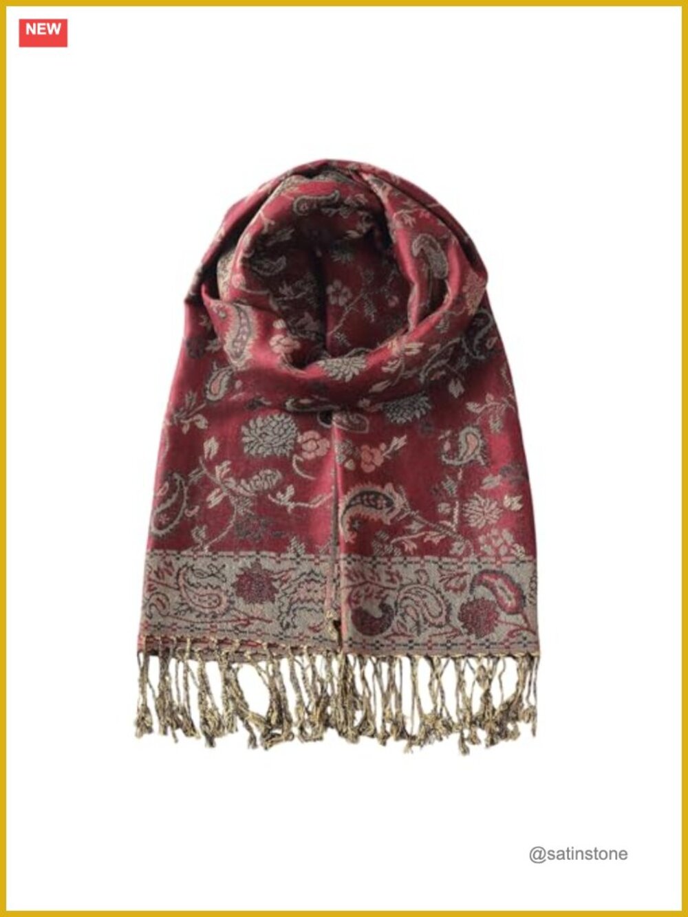 Pashmina Feel Wrap Scarf Reversible Fringe Shawl for Women